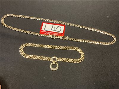 Gilded Necklaces With Ornate Clasps, Long One 74 Cm, Short 42 Cm Thumbnail