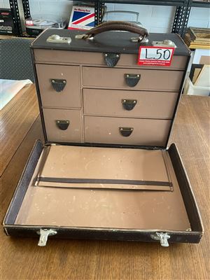 Vintage Case Full Of Sewing Gear, Scissors, Elastic, Needles, Buttons Etc Thumbnail