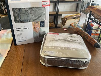 2 Heated Throws, One Sunbeam, One Oxford Square, Untested, "Sold As Is" Thumbnail