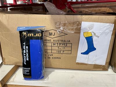 Foot Ball Socks - Carton of 100  Pair - Size 7-11 - Blue  / Yellow Thumbnail