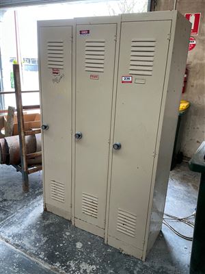 Steel Lockers -Quantity of 3 - Single Door - 380 x 450 mm D x 1800 mm H Thumbnail