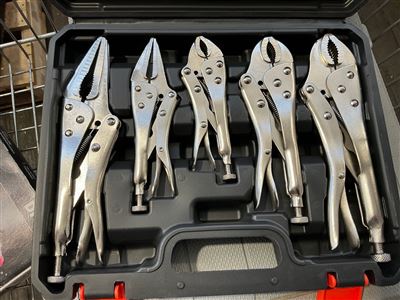 Locking Pliers Set 5 Piece In Plastic Carry Case - Thumbnail
