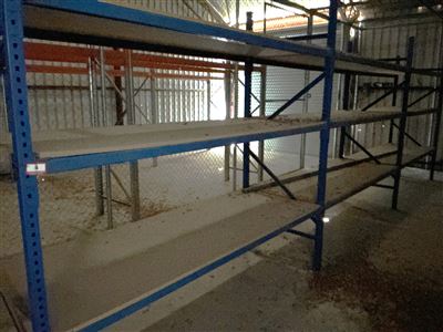 Long Span Shelving Unit - 3 Bays - 7. 6 Metre Long x 1 M Deep - 3 Shelves Each Bay - Particle Board Shelves - Thumbnail